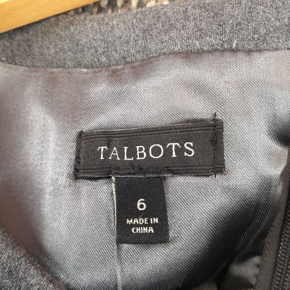 Talbots Shift Dress Womens 6 Gray Metallic Tweed Wool Blend Short Sleeve Lined - Picture 3 of 8